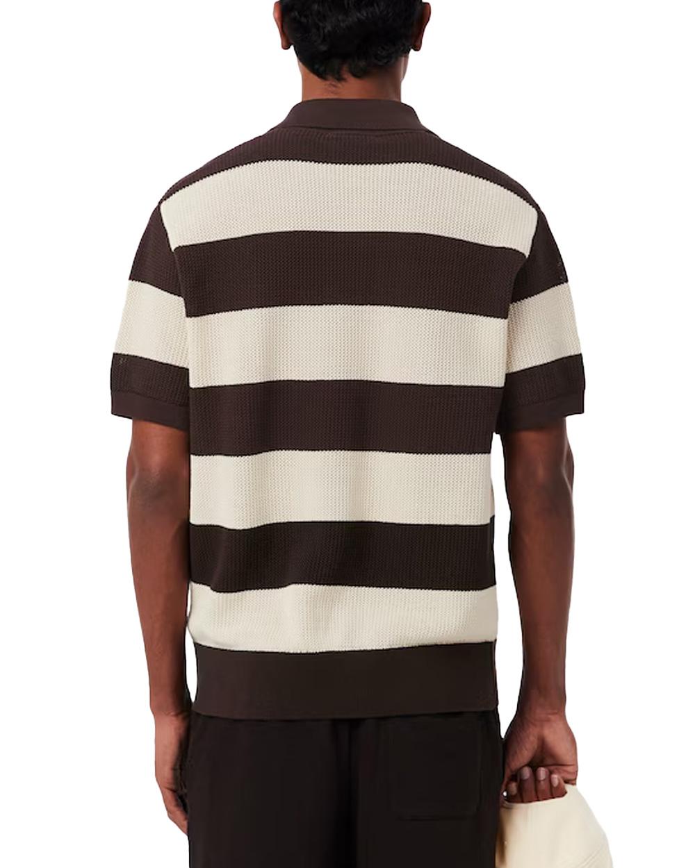 LACOSTE Maglia LACOSTE uomo AH2561 Marrone cotone classic fit collo a polo AH2561 4I9