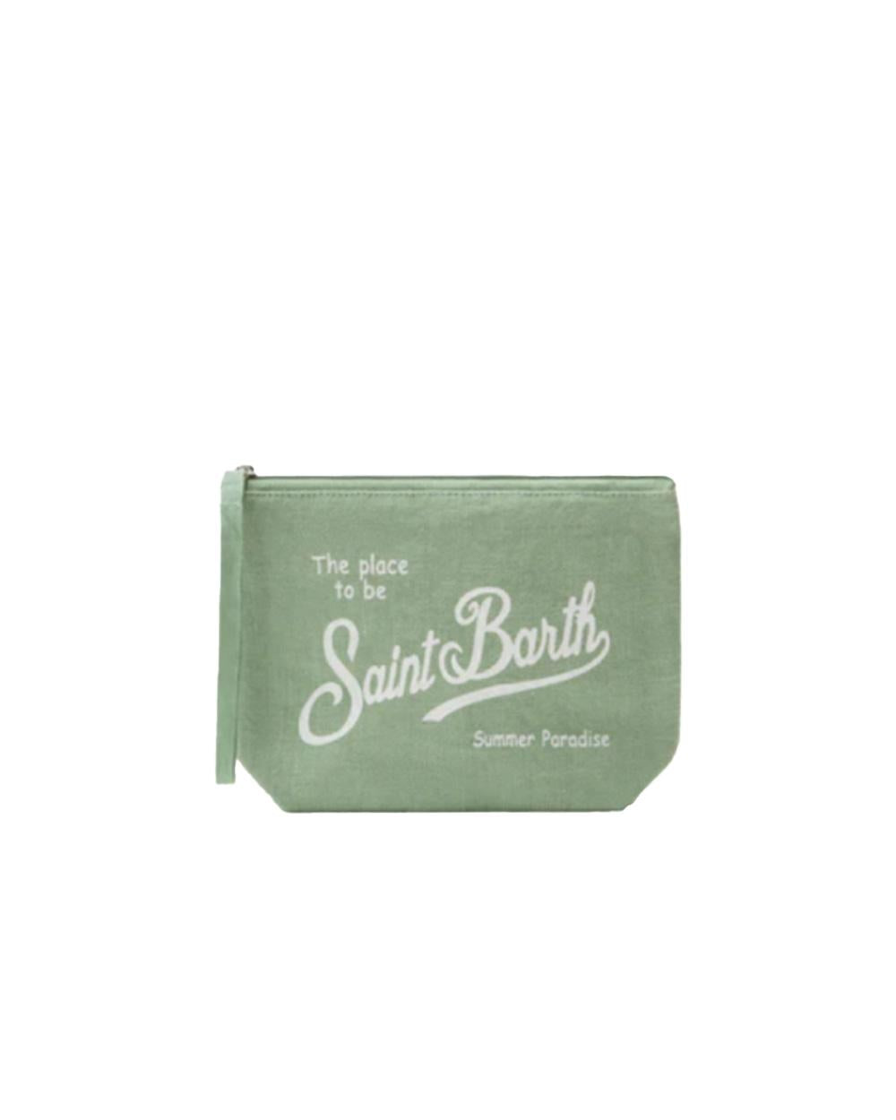 MC2 SAINT BARTH Pochette MC2 SAINT BARTH unisex Aline Linen ALI000400265L Verde logo cerniera tinta unita ALI000400265L 53