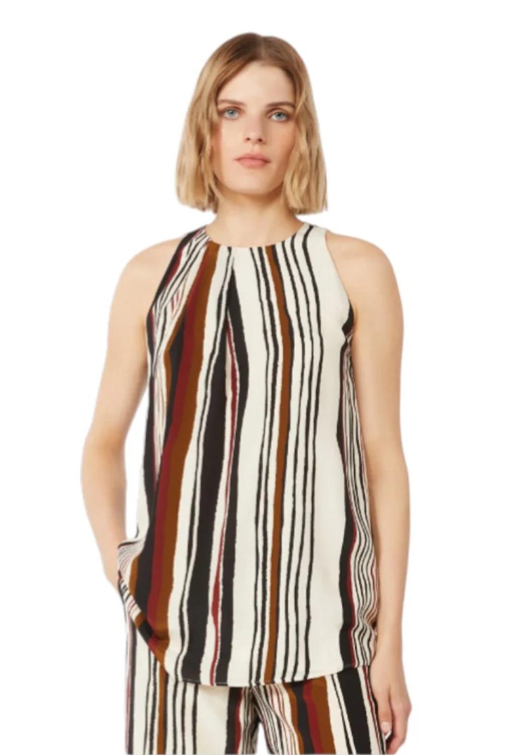 STUDIO Top Studio donna 2616161022600 002 Ancora in seta a righe Avorio Rosso Mattone<BR/> 2616161022600 002
