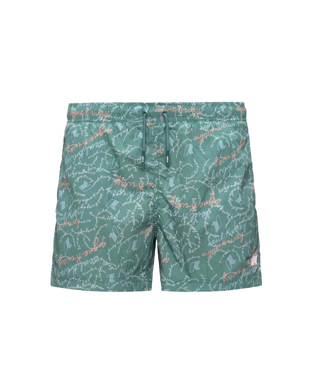 K-WAY Costume K-WAY uomo K2158GW HAZEL GRAPHIC BEACH Verde slip interno rete tasche coulisse K2158GW C14