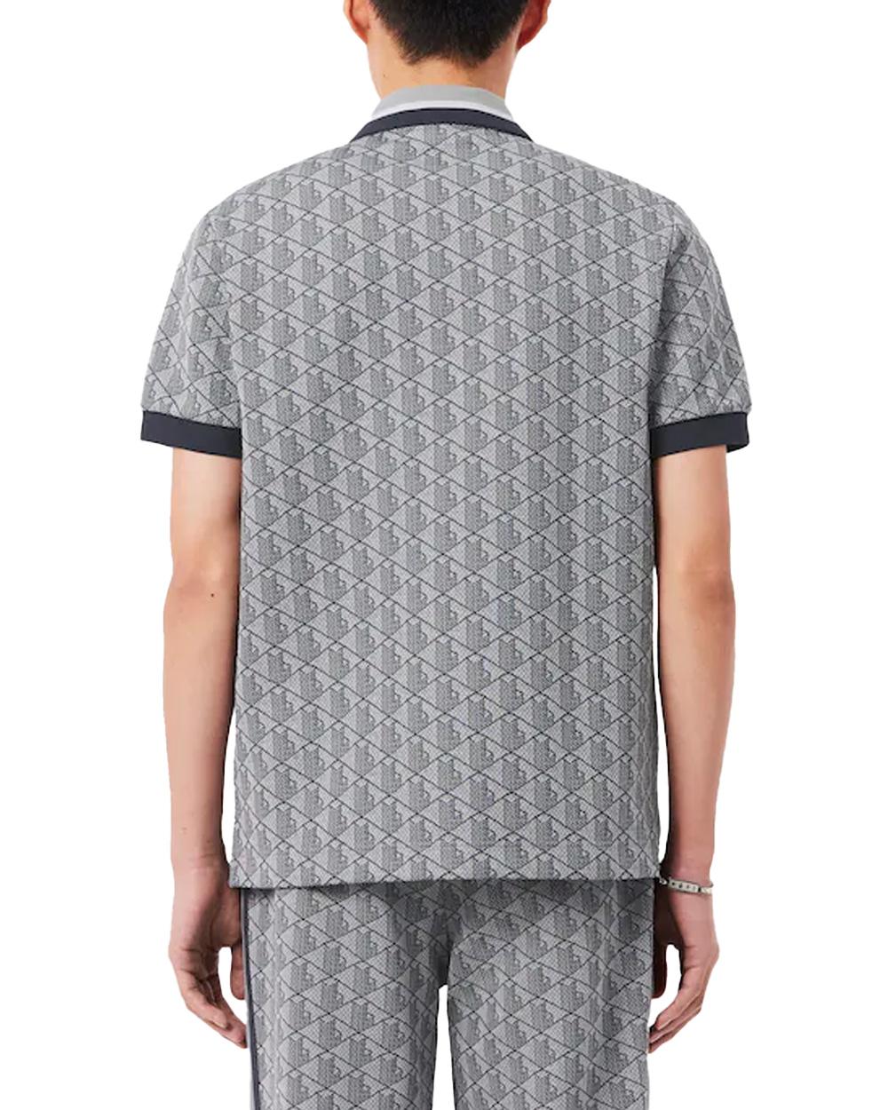 LACOSTE Polo LACOSTE uomo Jacquard DH1417 Grigia monogramma poliestere coccodrillo <BR/><BR/> DH1417 41I