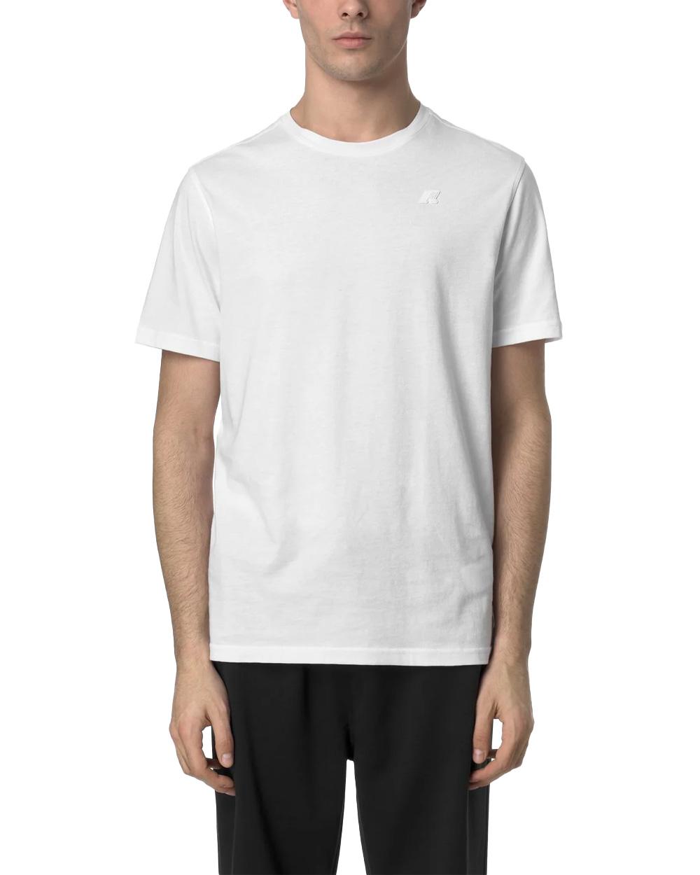 K-WAY T-shirt K-WAY uomo K7125UW ODOM JERSEY SLIM Bianco logo silicone maniche corte cotone K7125UW 001