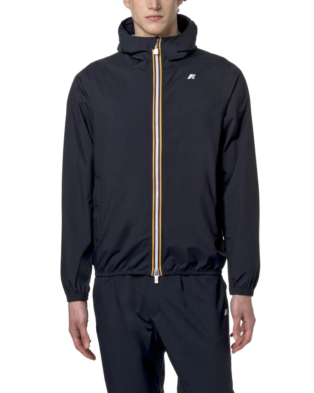K-WAY Giubbino K-WAY uomo K5127QW JACK STRETCH DOT Blu cuciture cappuccio zip tasche slim K5127QW K89