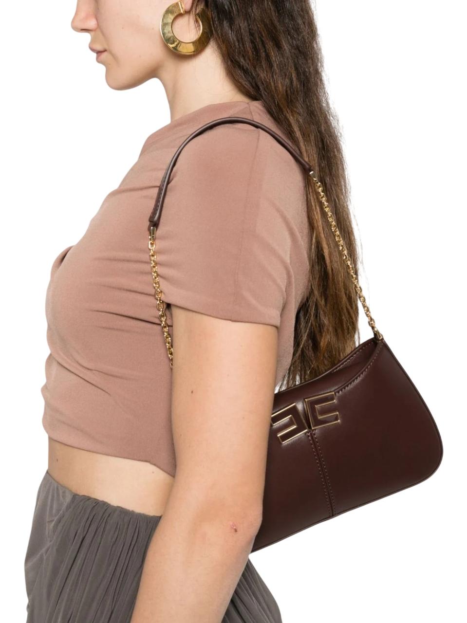 ELISABETTA FRANCHI Borsa donna Elisabetta Franchi BS93A61E2644 a spalla Cacao<BR/> BS93A61E2 644