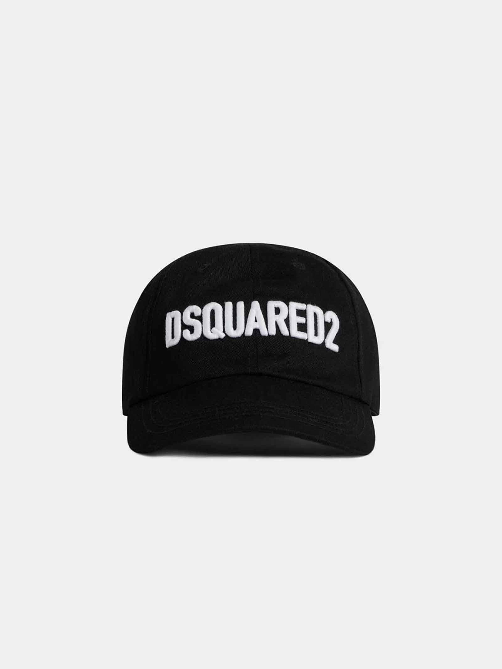 DSQUARED2 Cappello Dsquared2 uomo BCM066005C00001M063 nero logo ricamato BCM066005C00001M 063