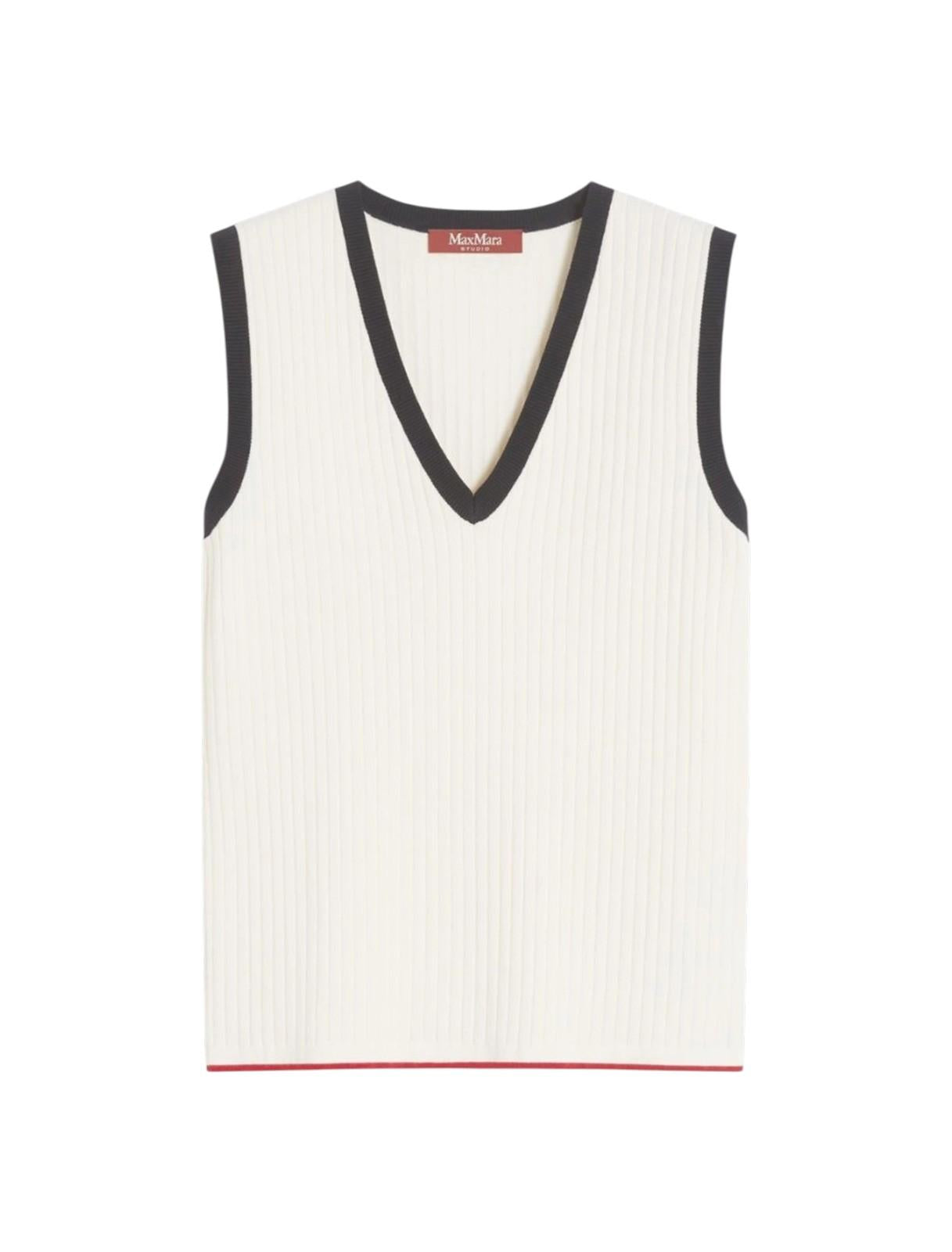 STUDIO Canotta Studio donna 2616361131600 009 Umile in filato di mista viscosa Bianco Blu<BR/> 2616361131600 009