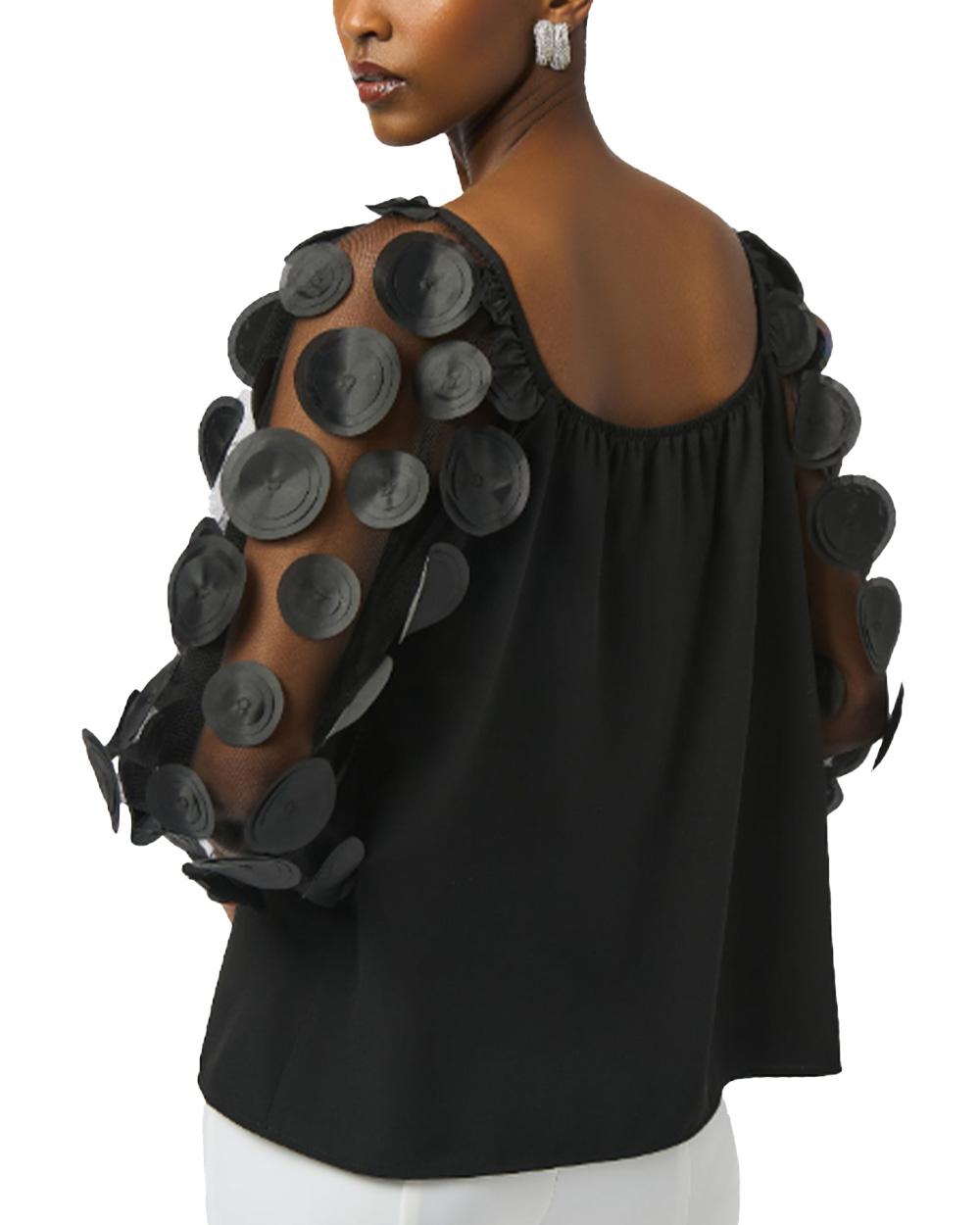 JOSEPH RIBKOFF Blusa Joseph Ribkoff donna 251273 nero pois ricamati su tulle scollo rotoondo comoda 251273 11