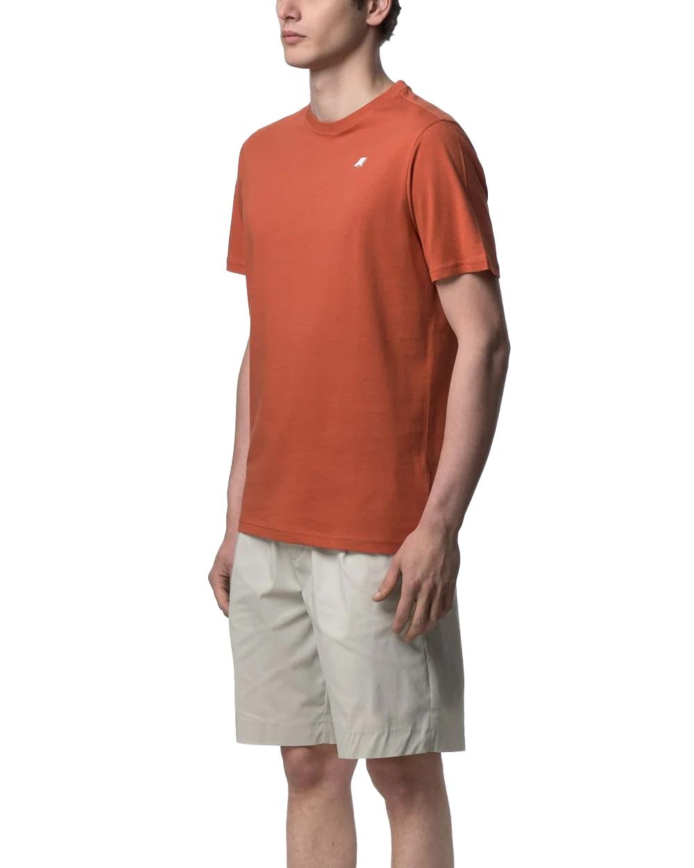 K-WAY T-shirt K-WAY uomo K7125UW ODOM JERSEY SLIM Arancio logo silicone maniche corte cotone K7125UW 896