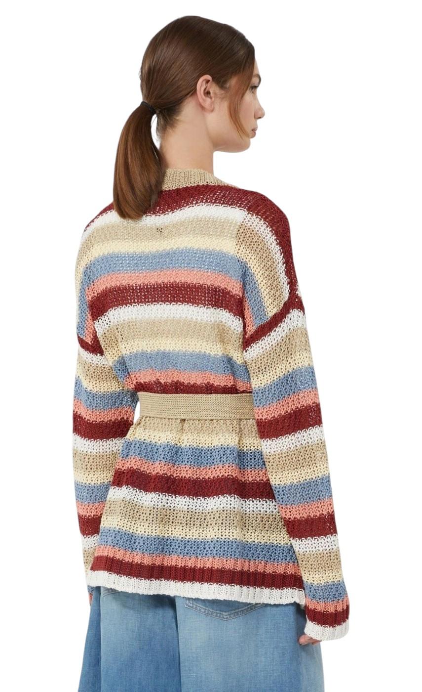 WEEKEND Cardigan Weekend donna 2615341032600 020 Bonito in filato di puro lino Ciliegia<BR/> 2615341032600 020