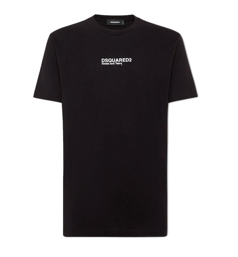 DSQUARED2 T-shirt Dsquared2 uomo S74GD0946D20020 nera logo stampa cotone<BR/> S74GD0946D20020 900