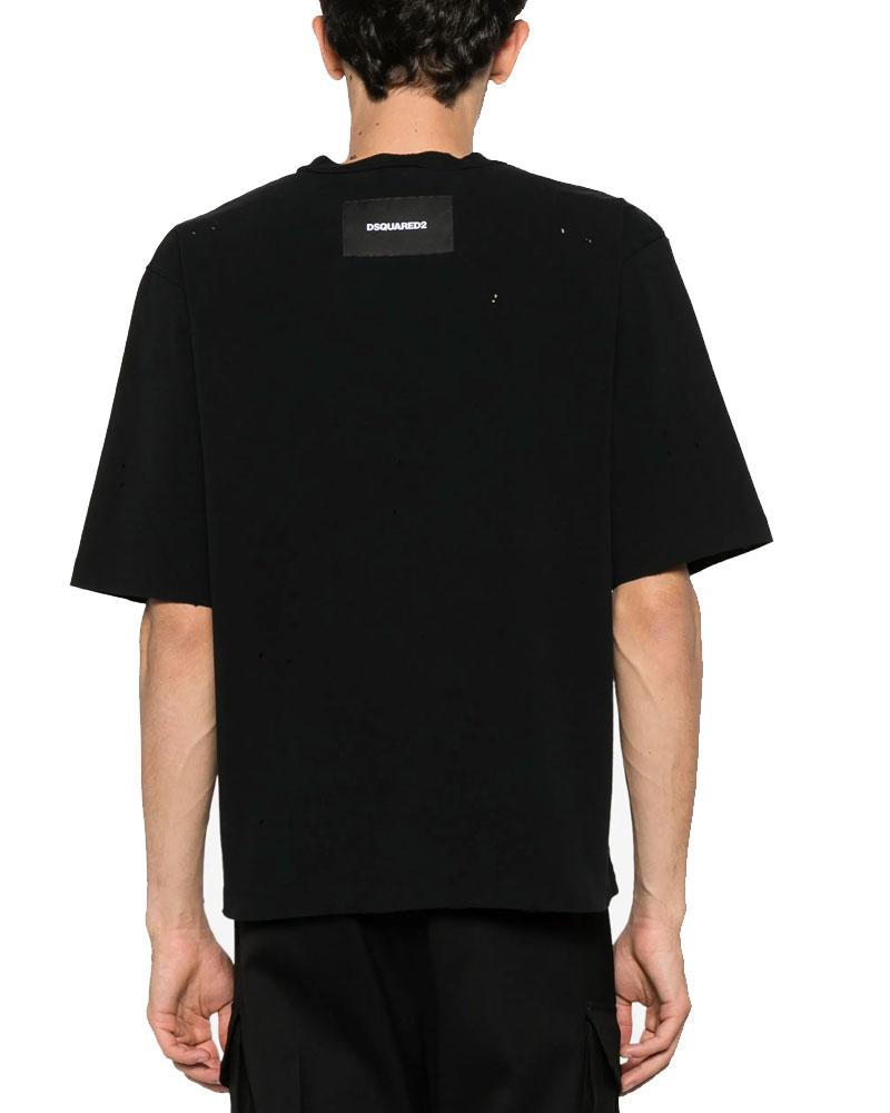 DSQUARED2 T-shirt Dsquared2 uomo S74GD1408S24583 nera logo posteriore cotone<BR/><BR/> S74GD1408S24589 900