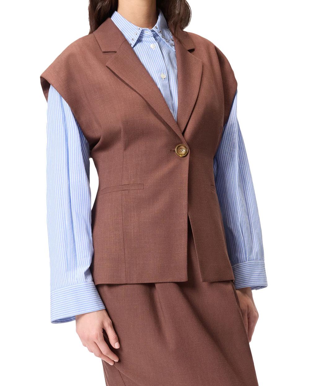 PINKO Giacca donna Pinko 106509A2W6 Floella marrone smanicato rustico<BR/> 106509A2W6 L78