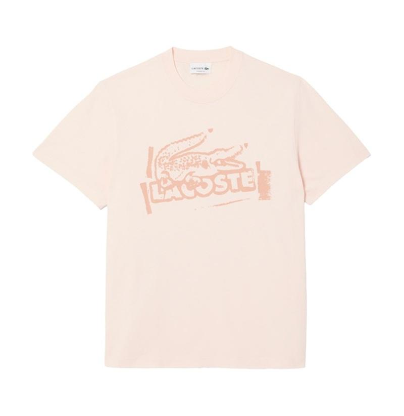 LACOSTE T-shirt Lacoste uomo TH0284 GXI rosa stampa petto TH0284 GXI