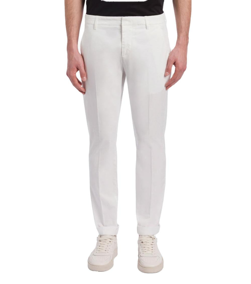 DONDUP Pantalone Dondup uomo Gaubert UP235GSE046U bianco slim in gabardina leggera <BR/> UP235GSE046U 000