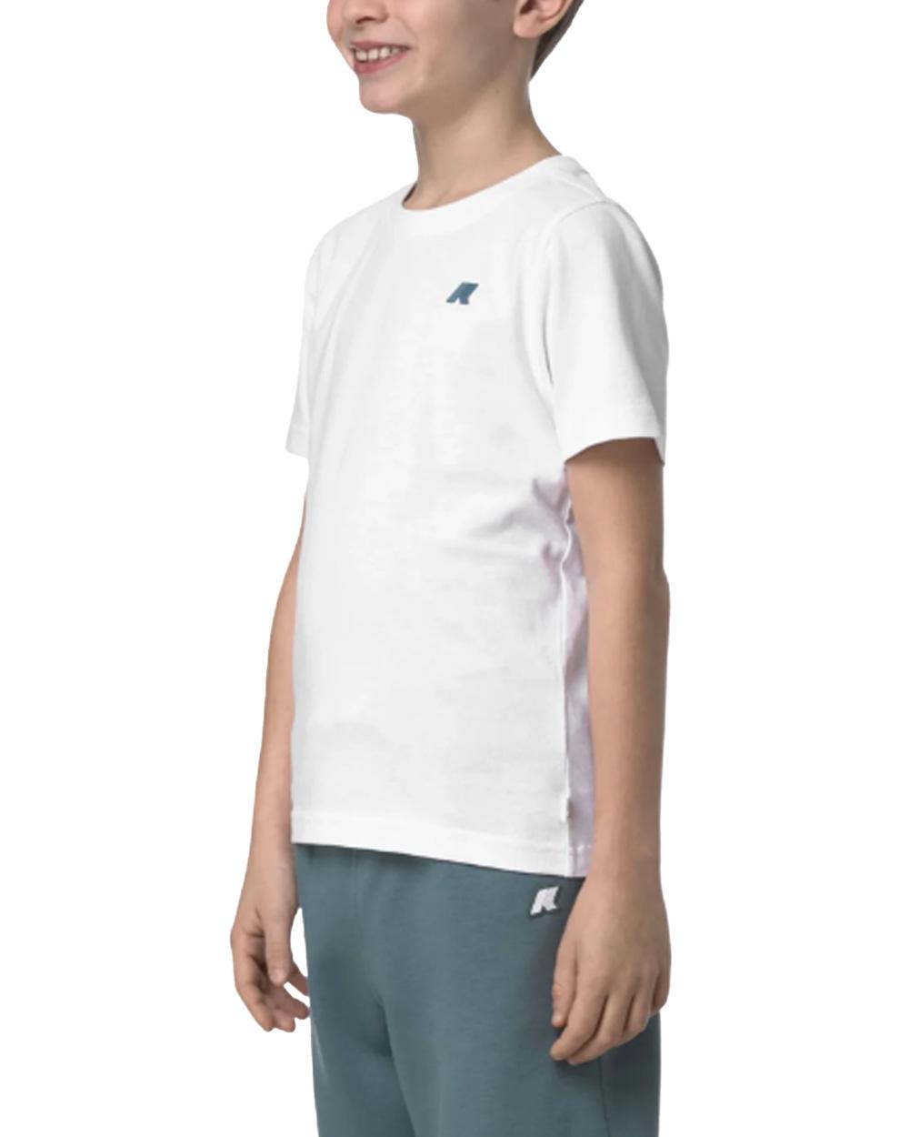 K-WAY T-shirt K-WAY bambino K21457W P. Odom Jersey Bianca jersey cotone girocollo costine logo K21457W 001
