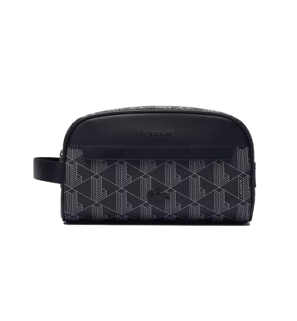LACOSTE Pochette Lacoste uomo The Blend NH4582LX Nera canvas txture martellata monogramma zip <BR/> NH4582LX H45