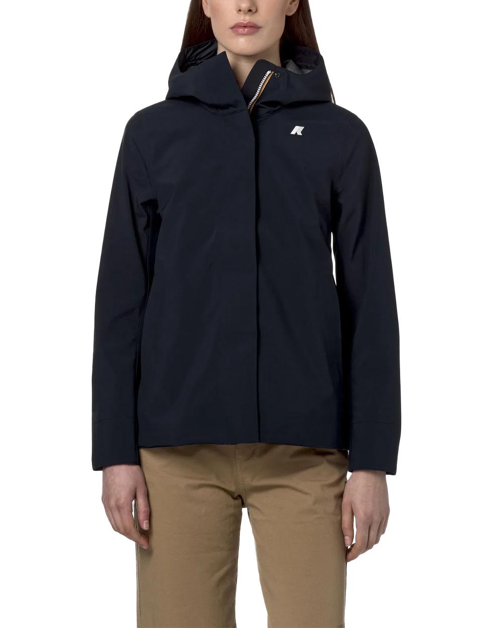 K-WAY Giubbino K-WAY donna K3137GW MADALINA BONDED JERSEY Blu poliestere cappuccio zip tasche linea svasata fitting regolare K3137GW K89