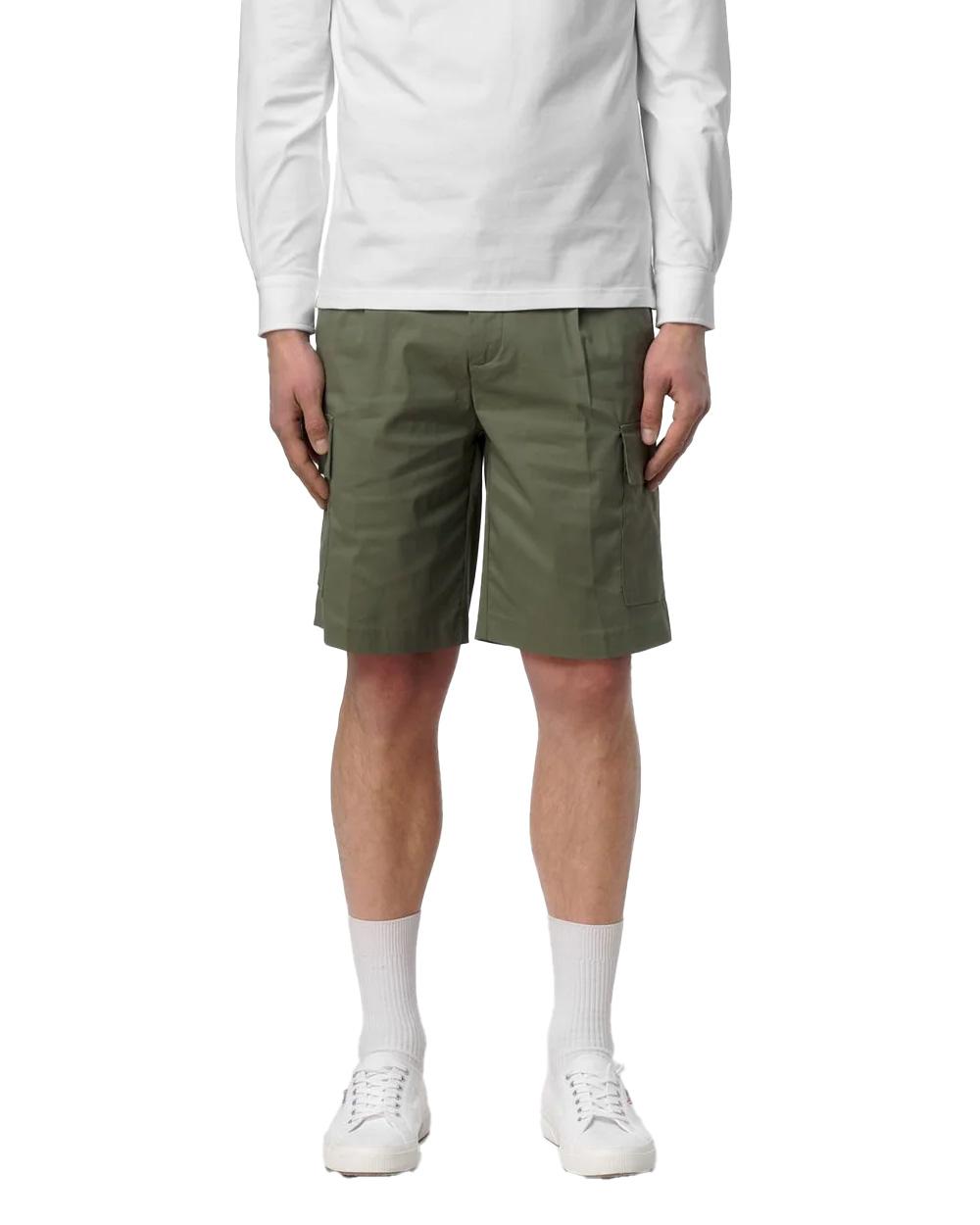 K-WAY Bermuda K-WAY uomo K6133NW SERJE TWILL TECH Verde cargo cotone tasche K6133NW V15