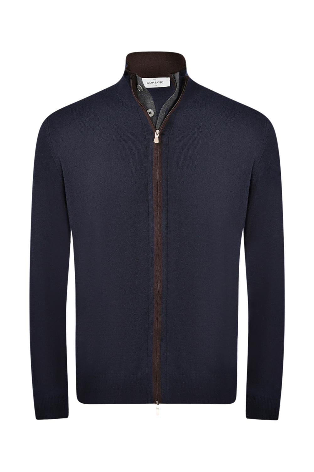 GRAN SASSO Cardigan Gran Sasso uomo 5714214223 blu full zip bottone<BR/><BR/> 5714241223 598