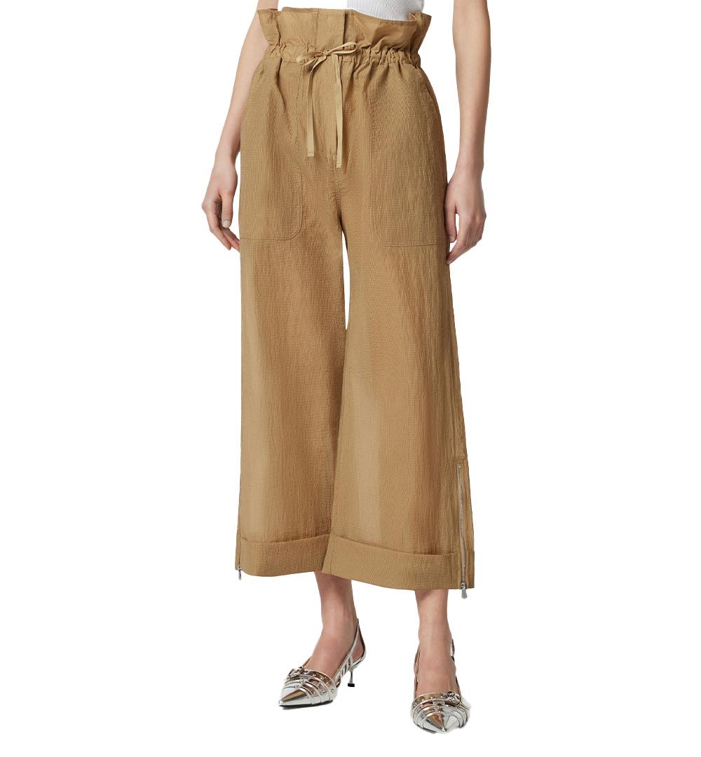 PINKO Pantalone Pinko donna Somebody 104896 A2EK Beige cropped nylon poliestere quadri strappi viata alta 104896 A2EK C82