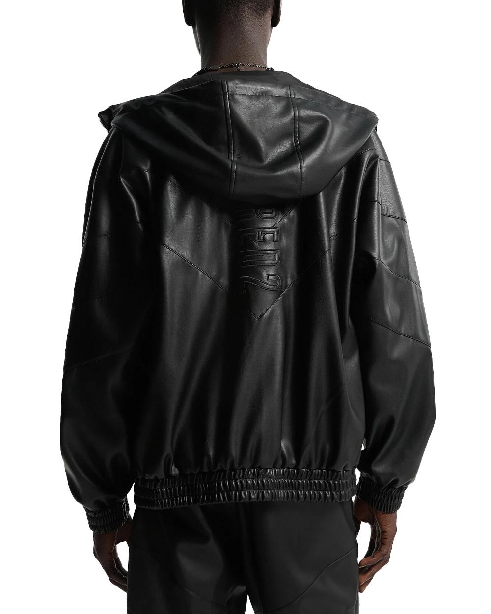 DSQUARED2 Giubbino DSQUARED2 uomo S74AM1676S60340 Nero ecopelle cappuccio coulisse zip doppio cursore tasche S74AM1676S60340 900