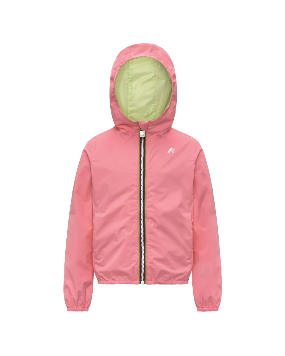 K-WAY Giubbino K-WAY bambina K61313WU P. LILY PLUS.2 REVERSIBLE Rosa Lime impermeabile cappuccio tasche reversibile K61313WU C0W