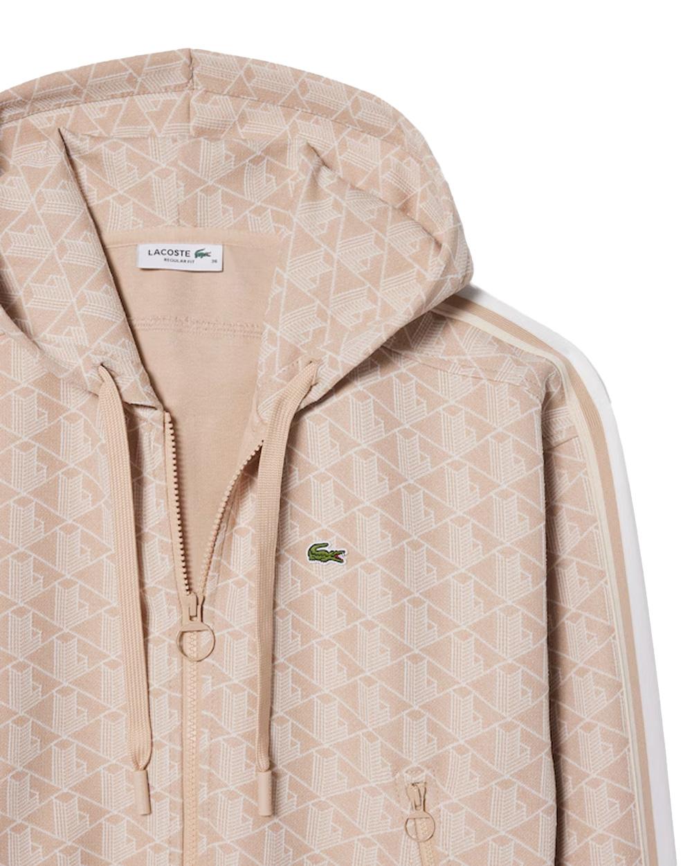 LACOSTE Felpa LACOSTE donna SF7606 Beige cappuccio regular fit taglio dritto coccodrillo SF7606 8GI