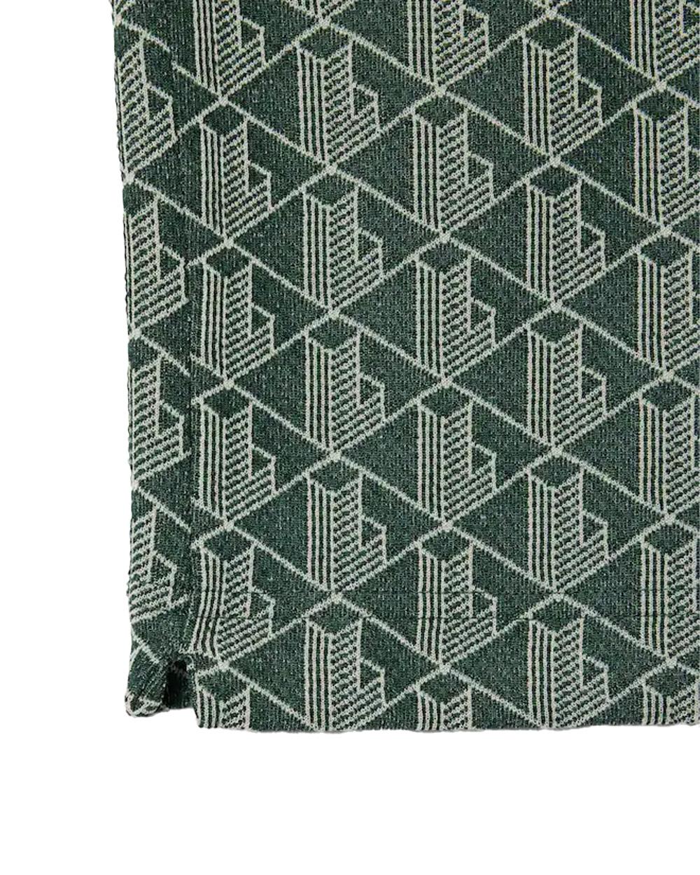 LACOSTE Polo LACOSTE uomo Jacquard DH1417 Verde monogramma poliestere coccodrillo <BR/> DH1417 D1R