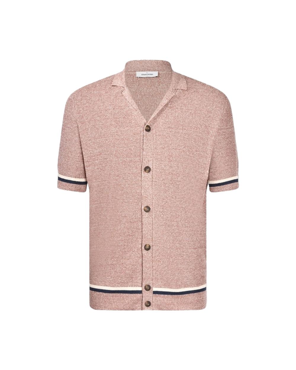 GRAN SASSO Camicia GRAN SASSO uomo 5719418671 Mattone lino cotone collo bowling regular fit<BR/> 5719418671 168