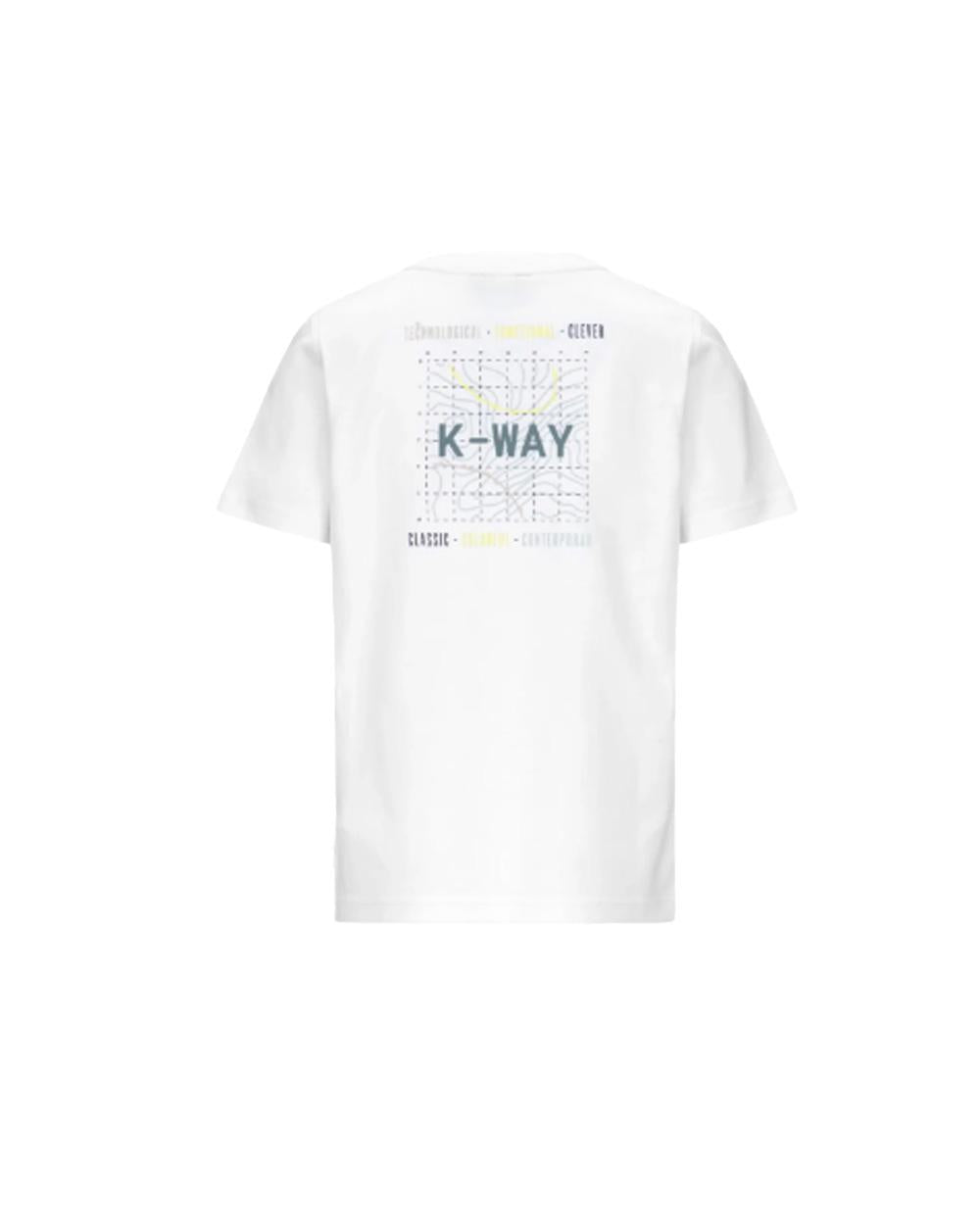 K-WAY T-shirt K-WAY bambino K21457W P. Odom Jersey Bianca jersey cotone girocollo costine logo K21457W 001