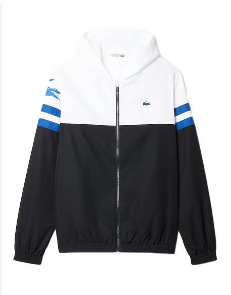 LACOSTE Giacca Lacoste uomo BH4776 Nera blu azzurro bianco taffetà a rombi tasche coccodrillo<BR/> BH4776 7LI