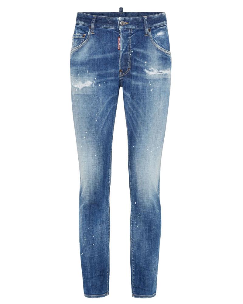 DSQUARED2 Jeans Dsquared2 uomo S74LB1675S30872 blu medio distressed tapared leg<BR/> S74LB1675S30872 470