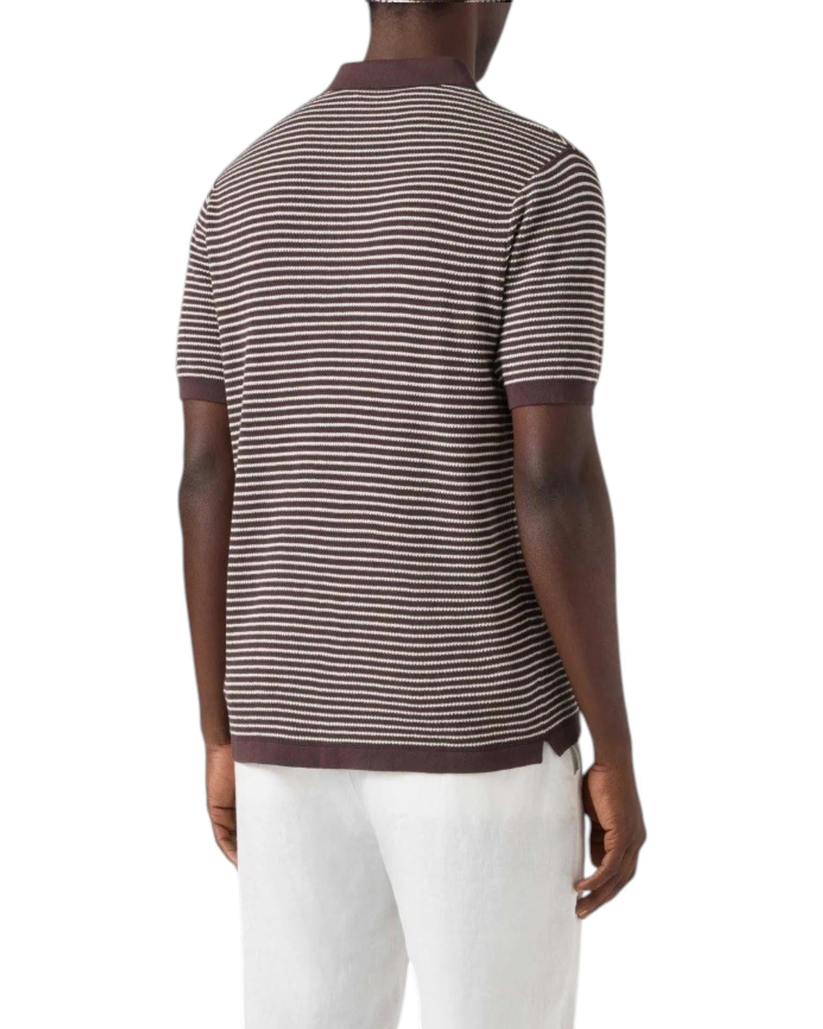 MC2 SAINT BARTH Polo MC2 SAINT BARTH uomo SLO0010 01490L 1810 Sloan in cotone con righe Bianco Marrone SLO001001490L 1810