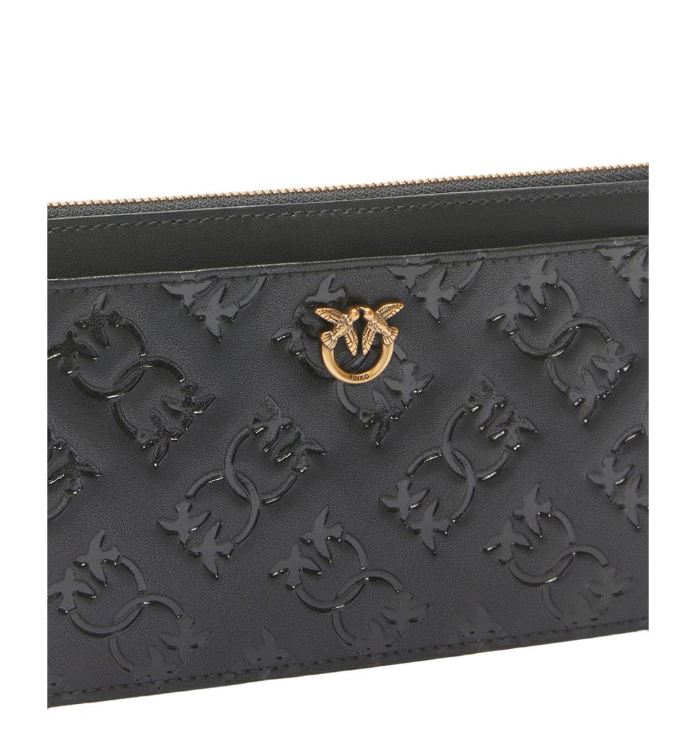 PINKO Portacarte Pinko donna Long Card Holder 103611 A1YB Nero pelle rettangolare mini logo trapuntato 103611 A1YB Z99Q