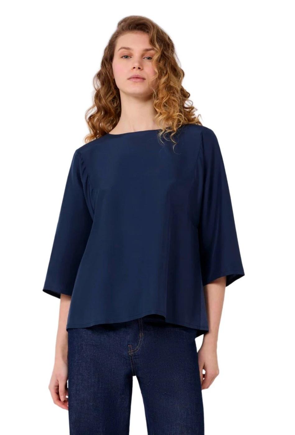 WEEKEND Blusa Weekend donna 2615941032600 005 Fastoso in habotai Blu navy 2615941032600 005