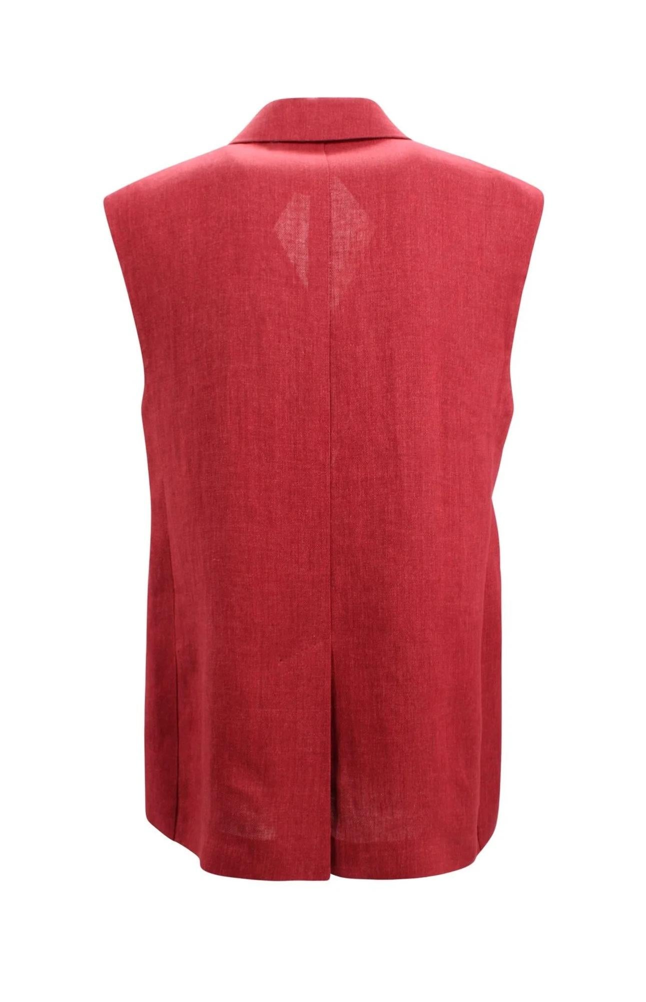 STUDIO Gilet Studio donna 2616041081600 003 Aia doppiopetto in batavia di lino Mattone Rosso<BR/> 2616281012600 035