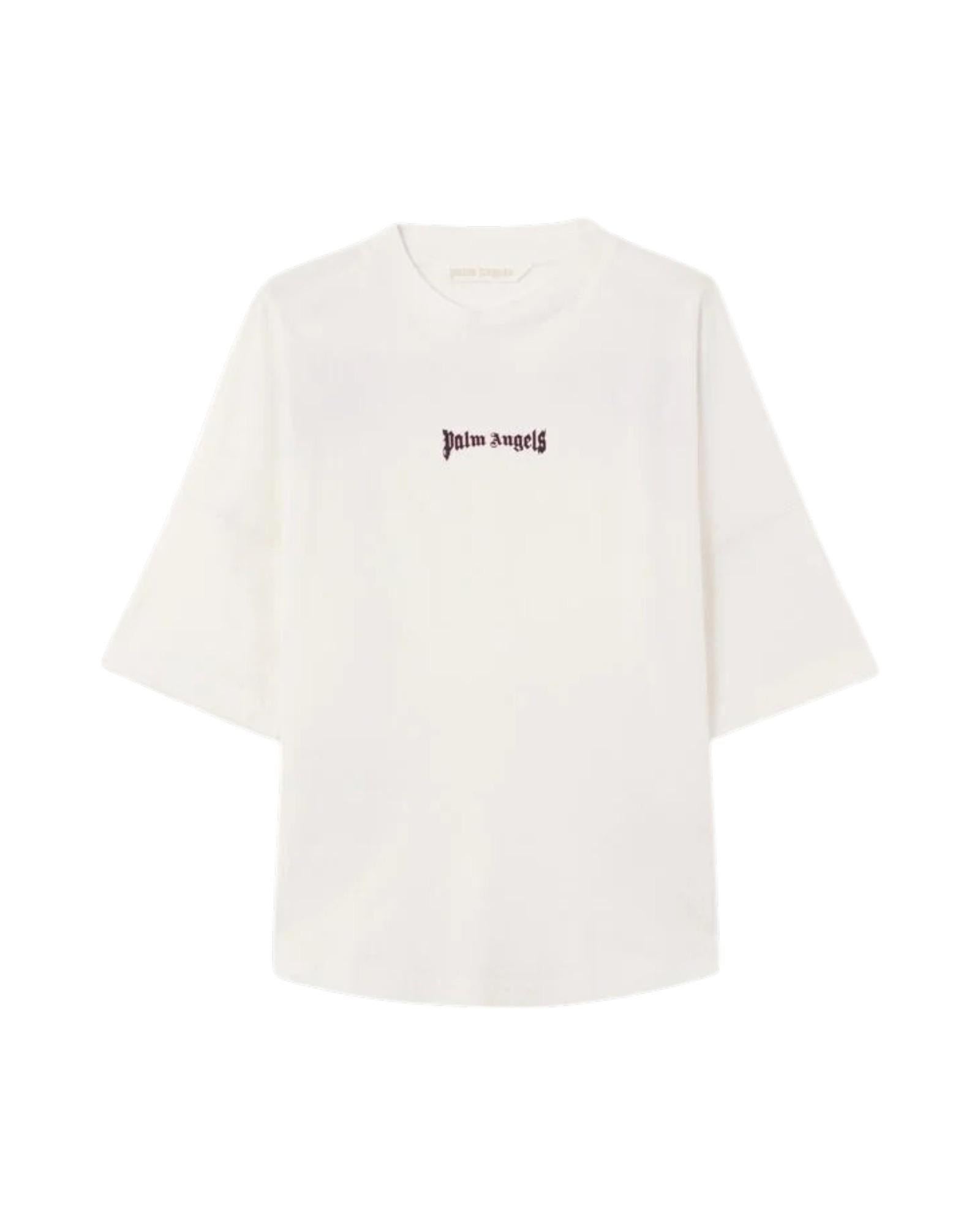PALM ANGELS T-shirt Palm Angels donna PWAA07CS26JER0060 310 Outline Logo Over Bianco<BR/> PWAA07CS26JER006 0310