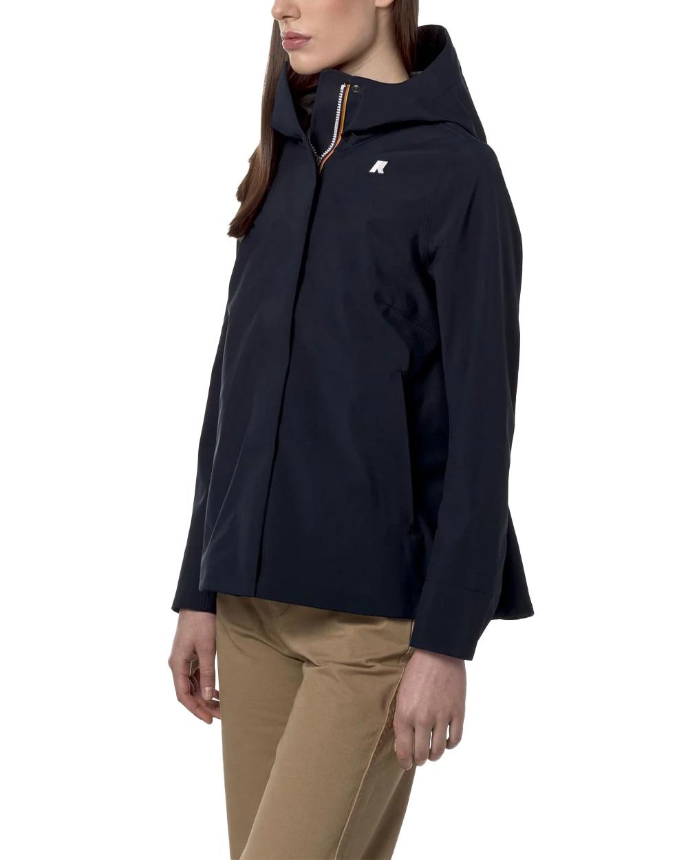 K-WAY Giubbino K-WAY donna K3137GW MADALINA BONDED JERSEY Blu poliestere cappuccio zip tasche linea svasata fitting regolare K3137GW K89