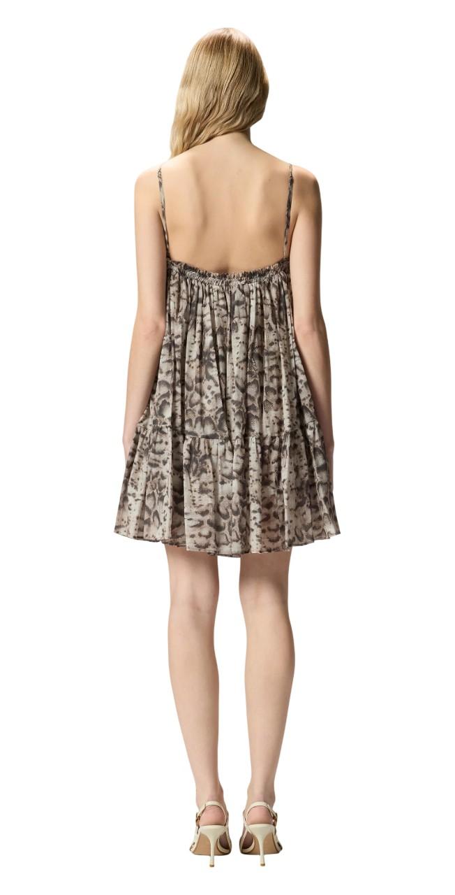 PINKO Abito Pinko donna 106917A3AP CZ9 Adrano corto con stampa animalier Beige Nero 106917A3AP CZ9