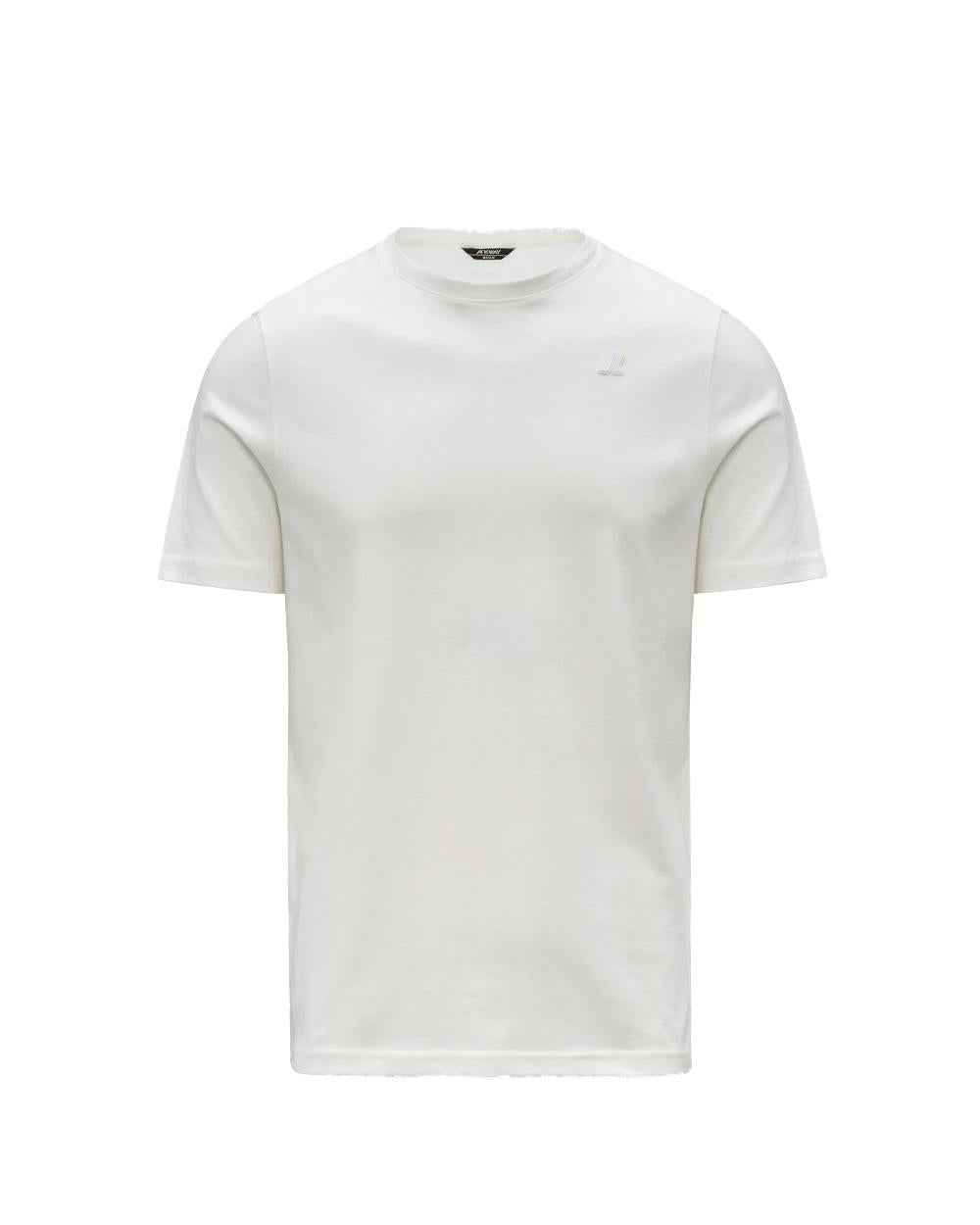 K-WAY T-shirt K-WAY uomo K3136RW Bianca vestibilità regular fit girocollo silhouette clean logo discreto sul petto<BR/> K3136RW X42