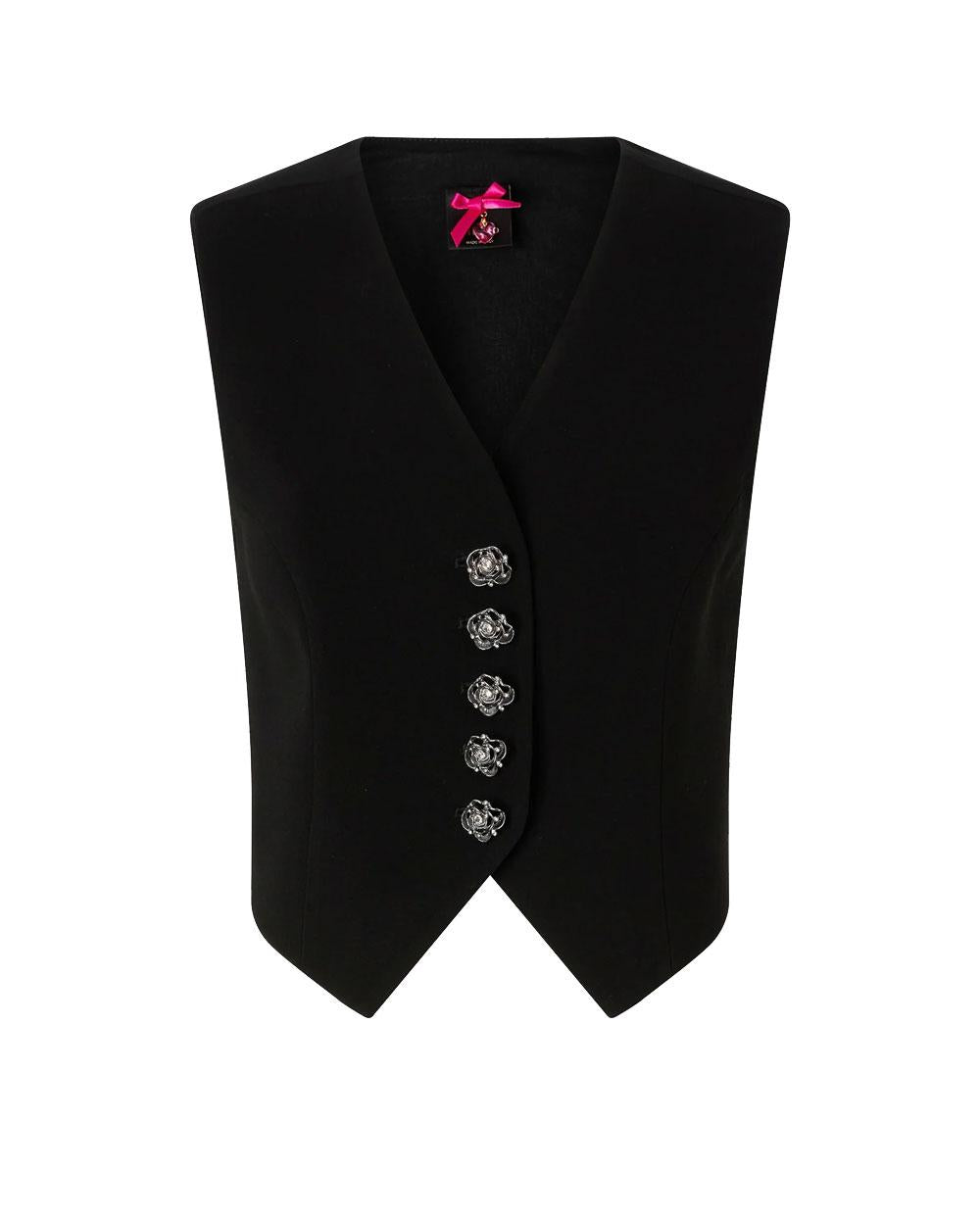PINKO Gilet Pinko donna 106593A2Q2 Giuggiolo nero bottoni rose gioiello <BR/> 106593A2Q2 Z99