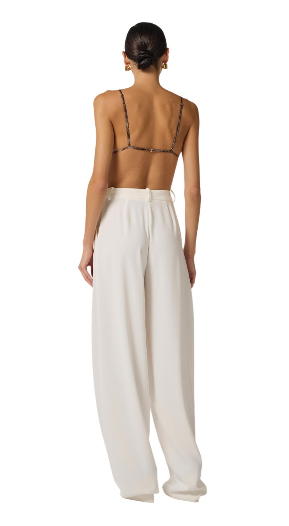 ELISABETTA FRANCHI Pantalone Elisabetta Franchi donna PA17861E2360 Essential Collection Avorio<BR/> PA17861E2 360