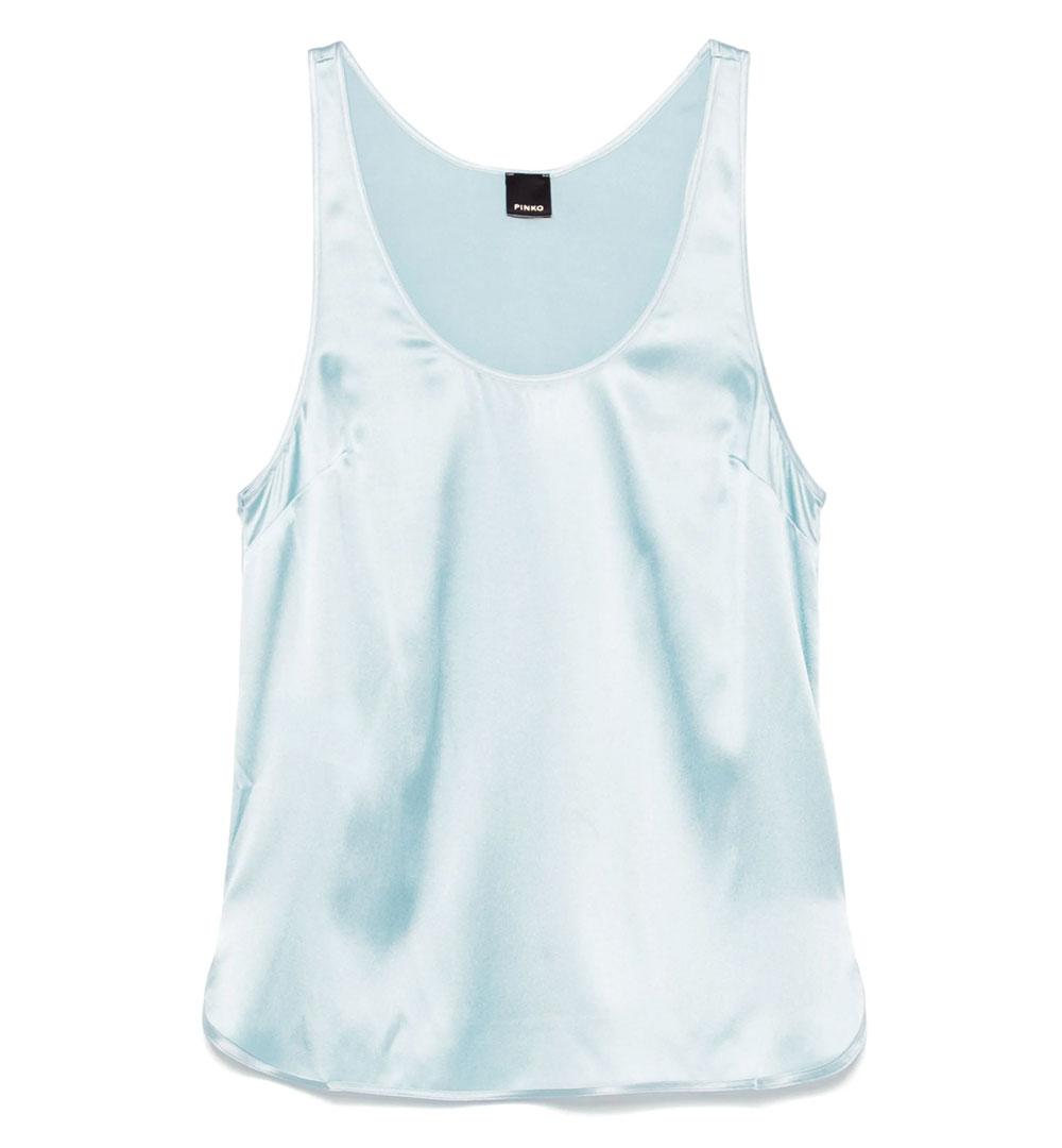 PINKO Canotta Pinko donna 104670 A2JR celeste Crazy satin di seta stretch 104670 A2JR E28
