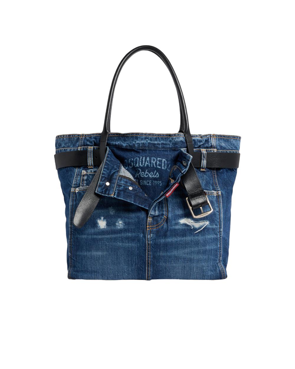 DSQUARED2 Borsa DSQUARED2 donna Twin SPW011510106739 Denim denim cotone vintage tasca cintura pelle SPW011510106739 3096
