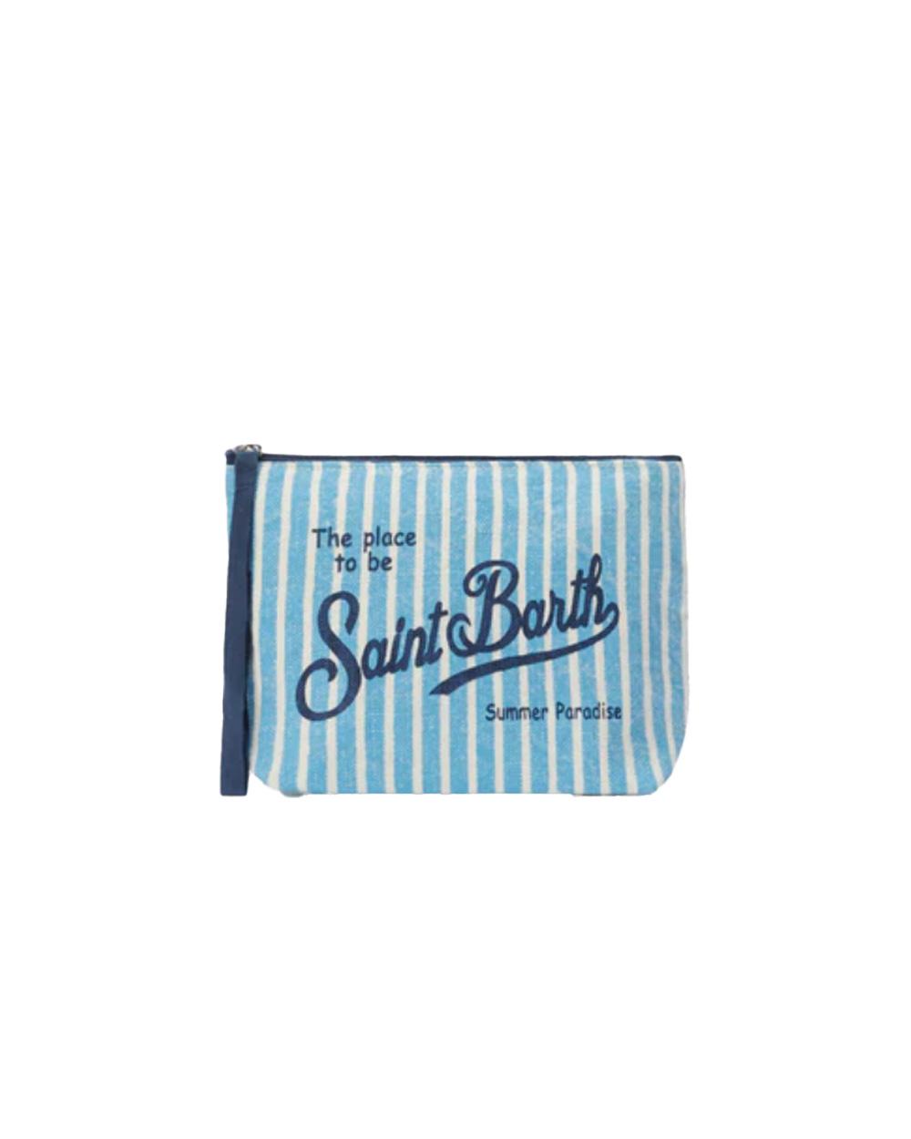 MC2 SAINT BARTH Pochette MC2 SAINT BARTH unisex Linen Stripes ALI000400398L Azzurra stampa righe all over cerniera<BR/> ALI000400398L 31