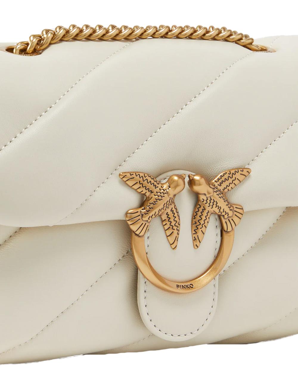 PINKO Borsa PINKO donna MINI LOVE BAG PUFF 100039A0F2 Bianca nappa pelle trapuntatura tracolla oro 100039A0F2 Z14Q