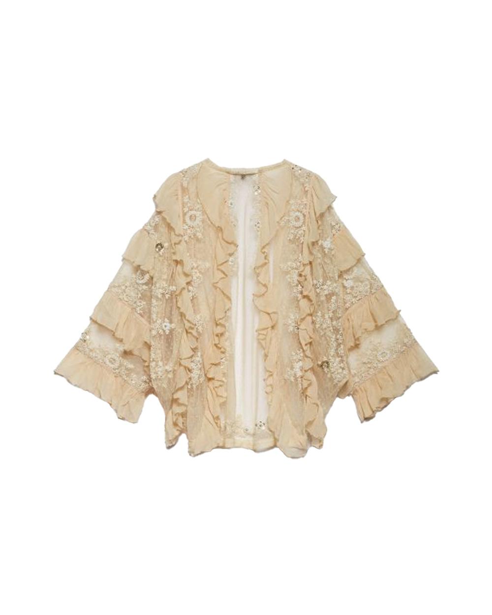 ANIYE BY Camicia ANIYE BY LAYLA donna 185232 Beige maniche lunghe balze paillettes oversize 185232 02477