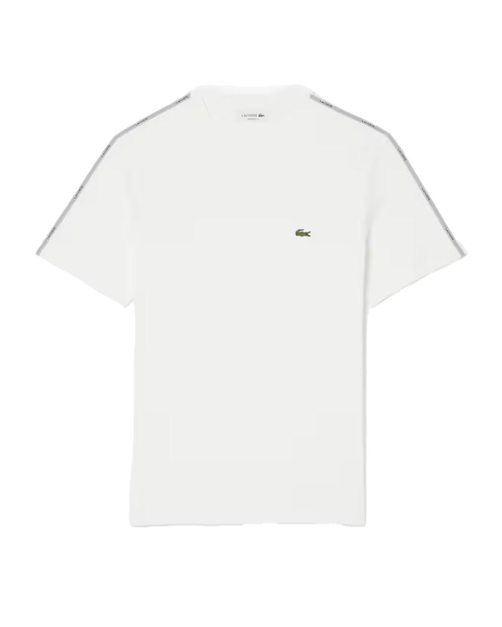 LACOSTE T-shirt LACOSTE uomo TH0888 Bianca cotone pesante taglio dritto regular coccodrillo<BR/> TH0888 70V