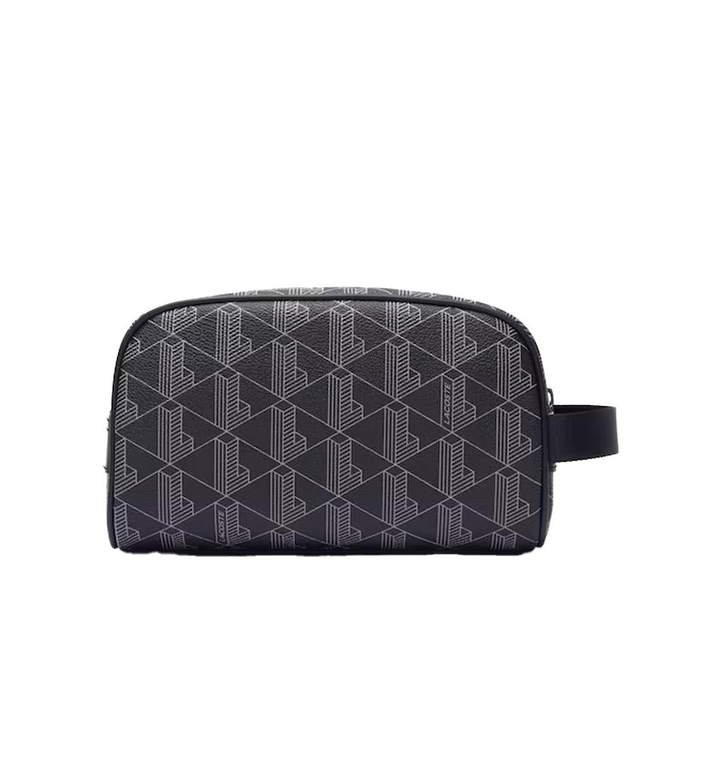 LACOSTE Pochette Lacoste uomo The Blend NH4582LX Nera canvas txture martellata monogramma zip <BR/> NH4582LX H45
