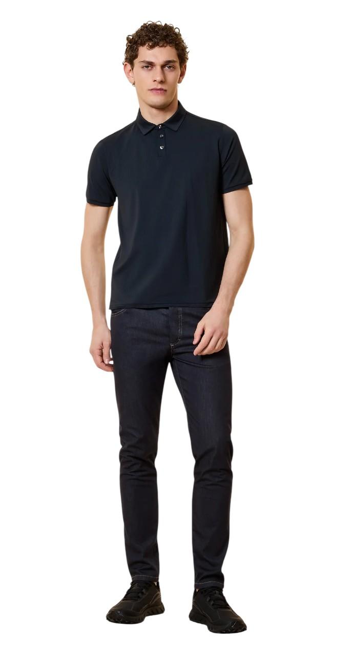 RRD Polo RRD uomo 26450 85 Dyn in tessuto tecnico stretch Blu Nero<BR/> 26227 60